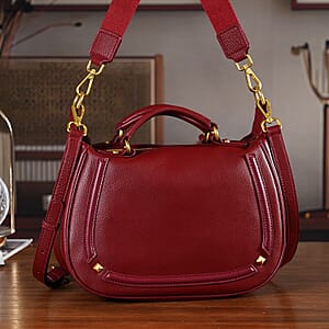 La Marey Burgundy Genuine Leather Crossbody Bag
