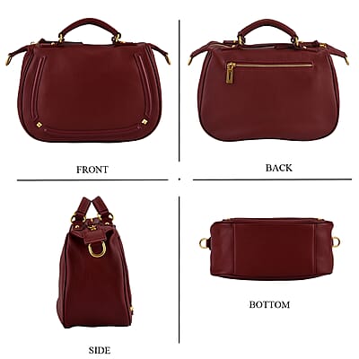 La Marey Burgundy Genuine Leather Crossbody Bag