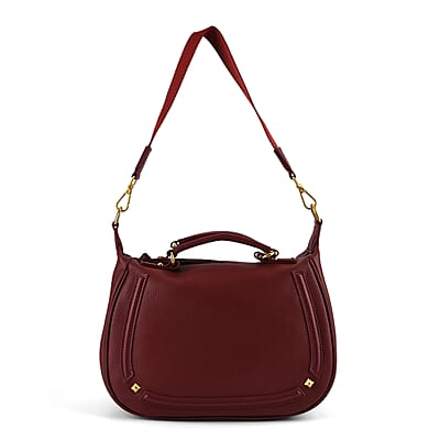La Marey Burgundy Genuine Leather Crossbody Bag