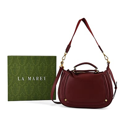 La Marey Burgundy Genuine Leather Crossbody Bag
