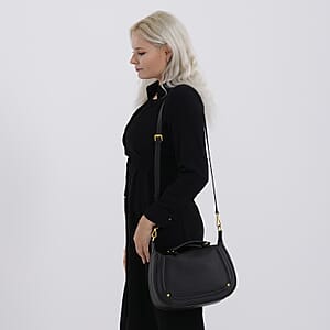 La Marey Black Genuine Leather Crossbody Bag