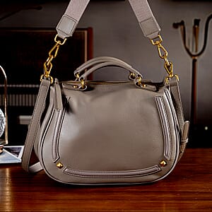La Marey Grey Genuine Leather Crossbody Bag