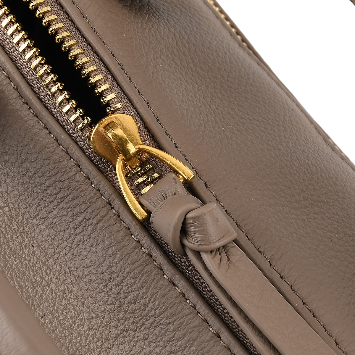 La Marey Grey Genuine Leather Crossbody Bag image number 7