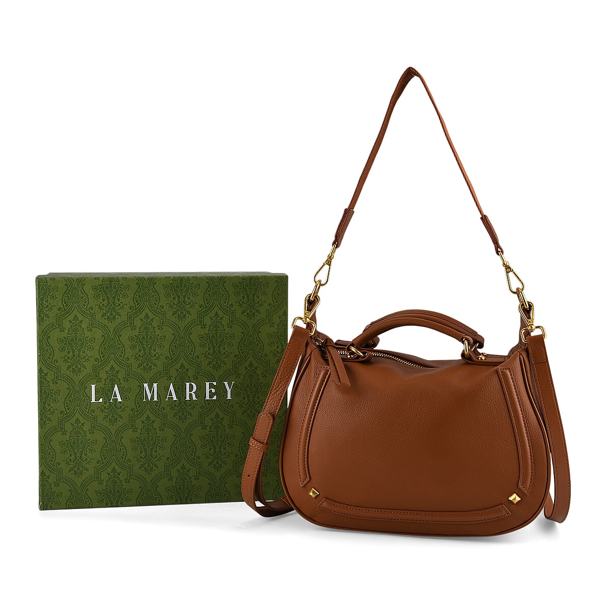 La Marey Tan Genuine Leather Crossbody Bag image number 8
