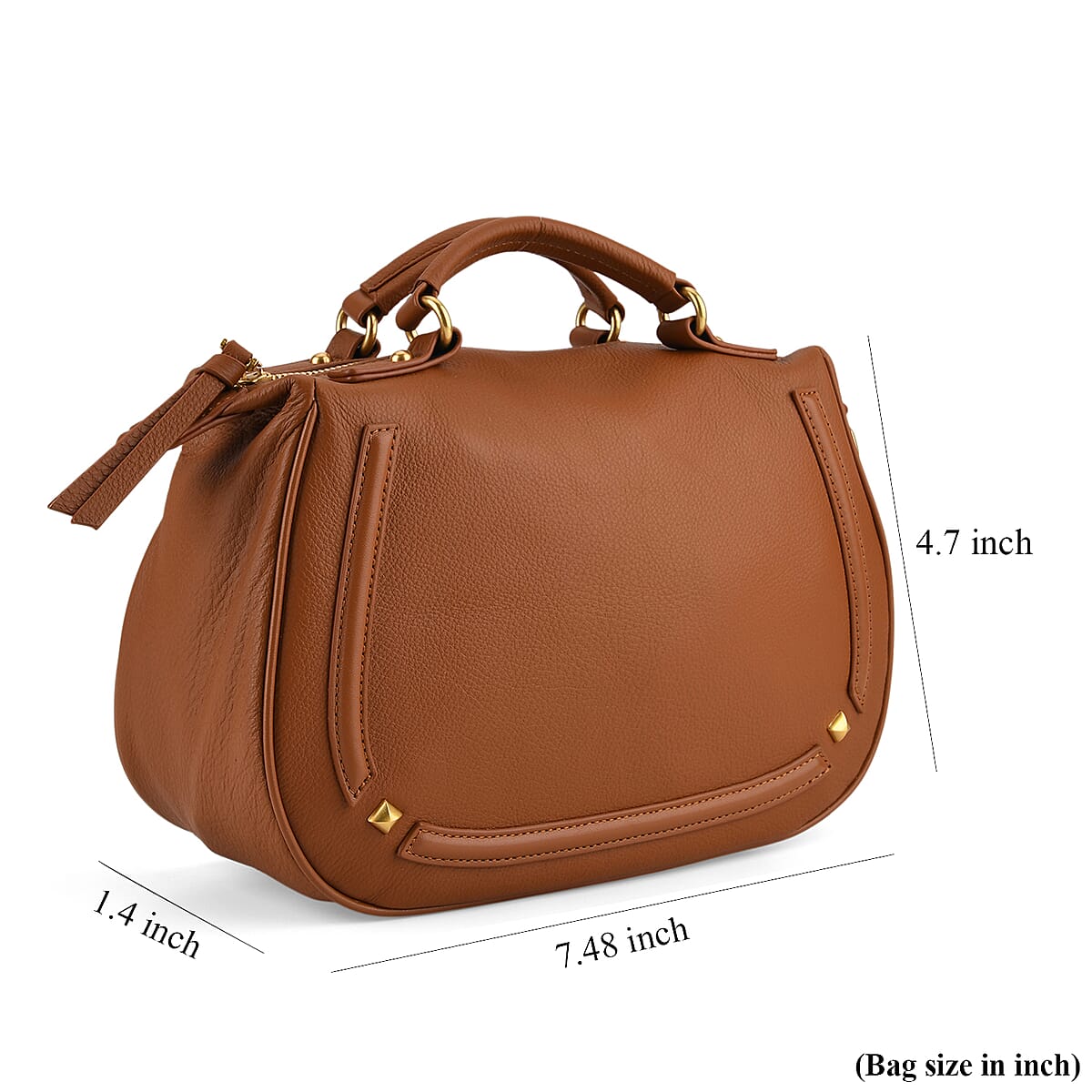 La Marey Tan Genuine Leather Crossbody Bag image number 9