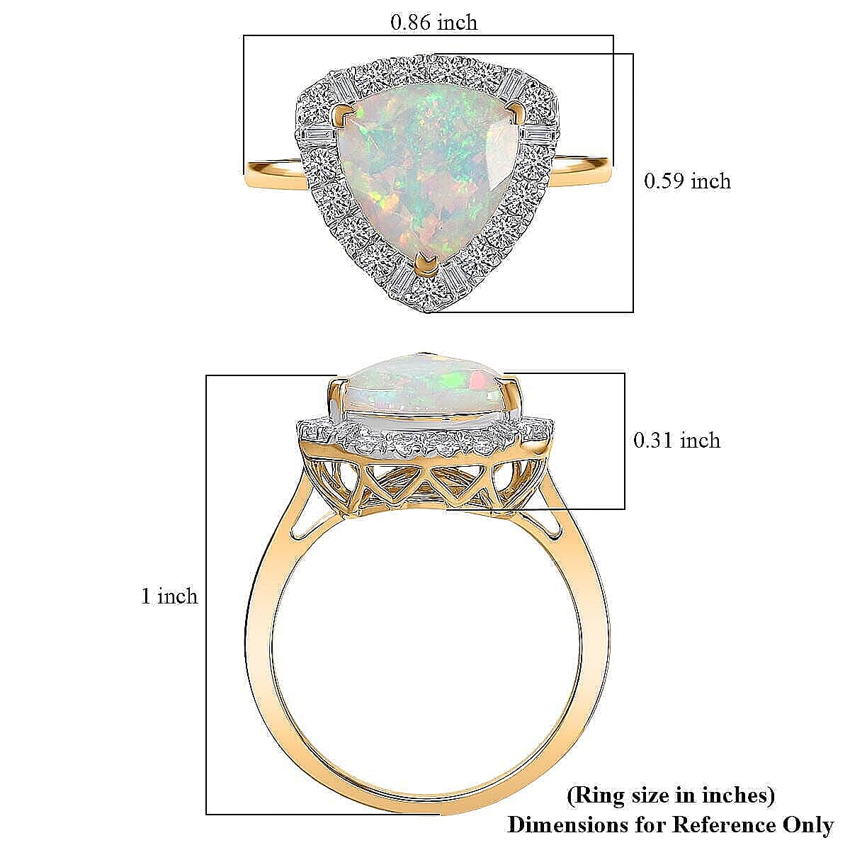 Doorbuster Certified & Appraised 10K Yellow Gold AAA Ethiopian Welo Opal, Luxuriant Diamond (G-H, SI) Ring (Size 10.0) 2.50 ctw image number 5
