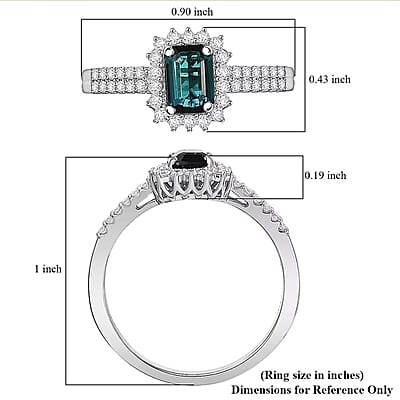 Certified and Appraised Rhapsody AAAA Monte Belo Indicolite, Diamond Ring in 950 Platinum 1.55 ctw (Size 5.0)
