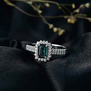 Certified Rhapsody AAAA Monte Belo Indicolite, Diamond Ring in 950 Platinum 1.55 ctw (Size 6.5)