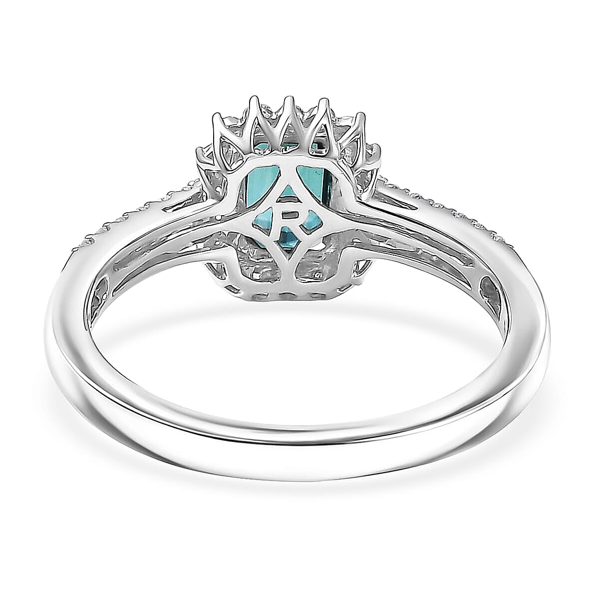 Certified & Appraised Rhapsody 950 Platinum AAAA Monte Belo Indicolite, Diamond (E-F, VS) (0.34 cts) Ring (Size 10.0) (5.55 g) 1.55 ctw image number 4