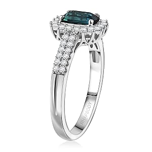 Certified Rhapsody AAAA Monte Belo Indicolite, Diamond Ring in 950 Platinum 1.55 ctw (Size 8.5)