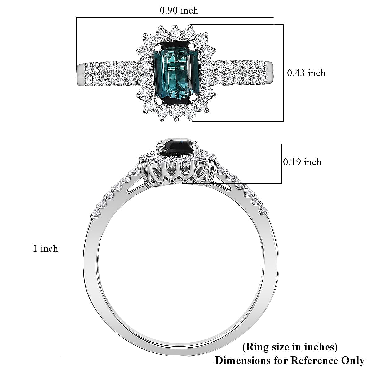 Certified & Appraised Rhapsody 950 Platinum AAAA Monte Belo Indicolite, Diamond (E-F, VS) (0.34 cts) Ring (Size 10.0) (5.55 g) 1.55 ctw image number 5
