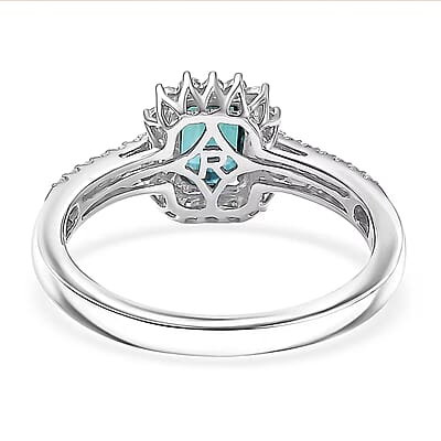 Certified and Appraised Rhapsody AAAA Monte Belo Indicolite, Diamond Ring in 950 Platinum 1.55 ctw (Size 11.0)