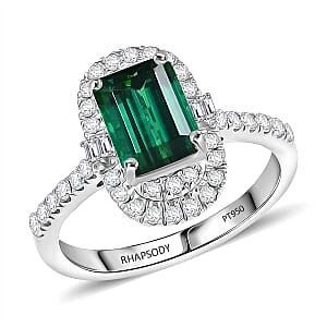 Certified & Appraised Rhapsody AAAA Pirineu Lagoon Tourmaline and Diamond E-F VS 2.33 ctw Ring in 950 Platinum (Size 10.0) 6.10 Grams