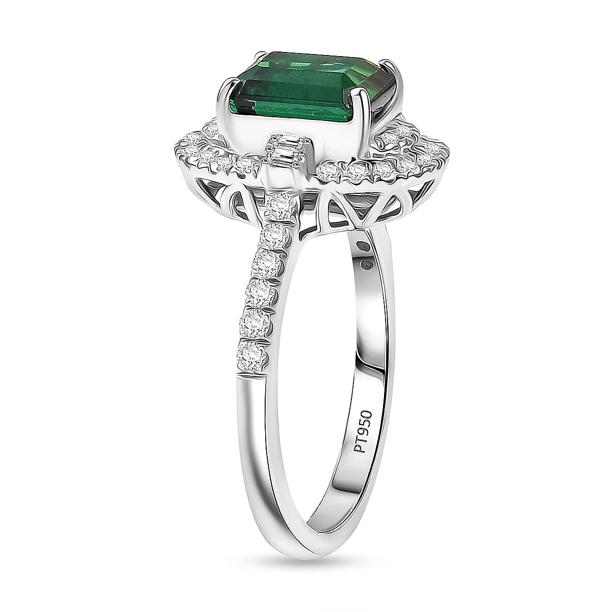 Certified & Appraised Rhapsody AAAA Pirineu Lagoon Tourmaline and Diamond E-F VS 2.33 ctw Ring in 950 Platinum (Size 10.0) 6.10 Grams image number 3