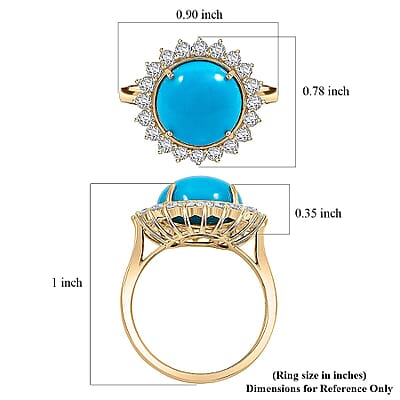 Certified & Appraised AAA Sleeping Beauty Turquoise, Lab Grown Diamond Ring in 10K Yellow Gold 6.35 ctw (Size 12.0)