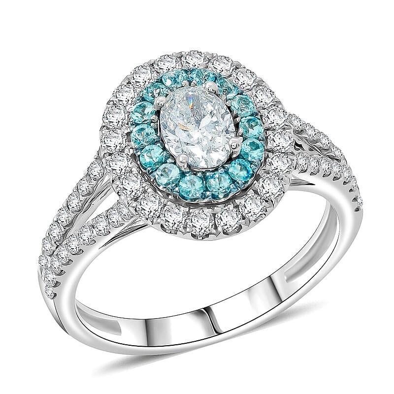 Modani Diamond, Brazilian Paraiba Tourmaline Ring in 950 Platinum 1.37 ctw (Size 12.0)