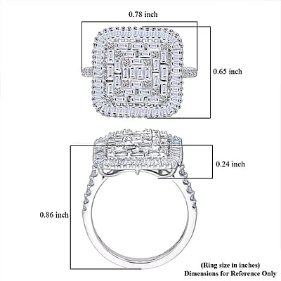 Luxuriant Lab Grown Diamond G-H SI 1.50 ctw Geometric Lattice Ring in Rhodium Over Sterling Silver (Size 10.0)