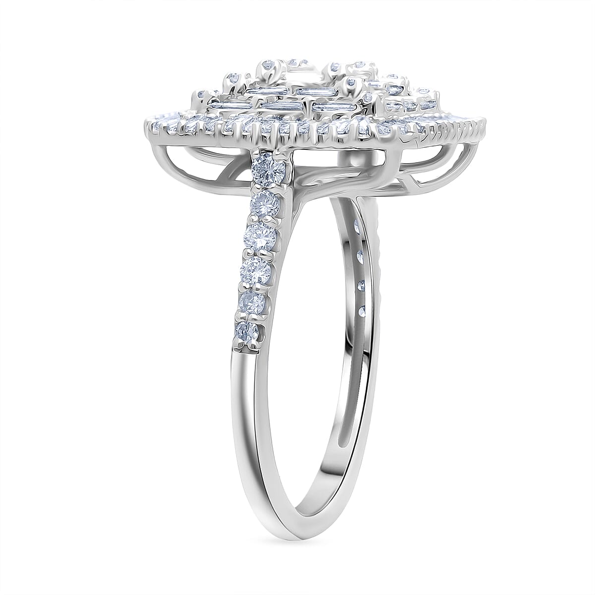 Luxuriant Lab Grown Diamond G-H SI 1.50 ctw Ring in Rhodium Over Sterling Silver (Size 8.0) image number 3