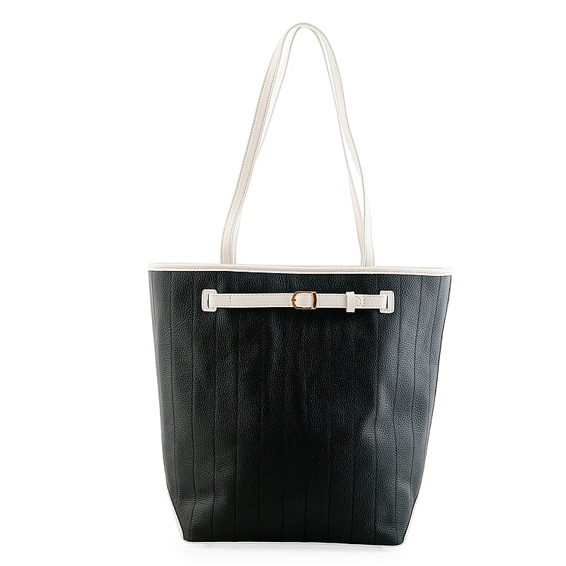 La Marey Black Genuine Leather Tote Bag