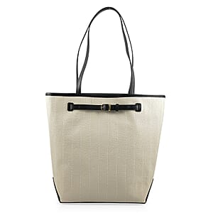 La Marey Off-White Genuine Leather Tote Bag