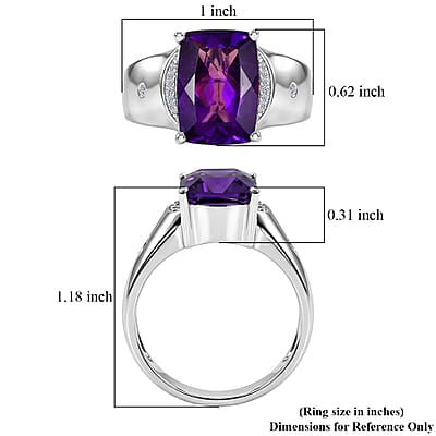 Premium Lusaka Amethyst and Luxuriant Lab Grown Diamond G-H SI 7.00 ctw Men's Ring in Rhodium Over Sterling Silver (Size 13.0)