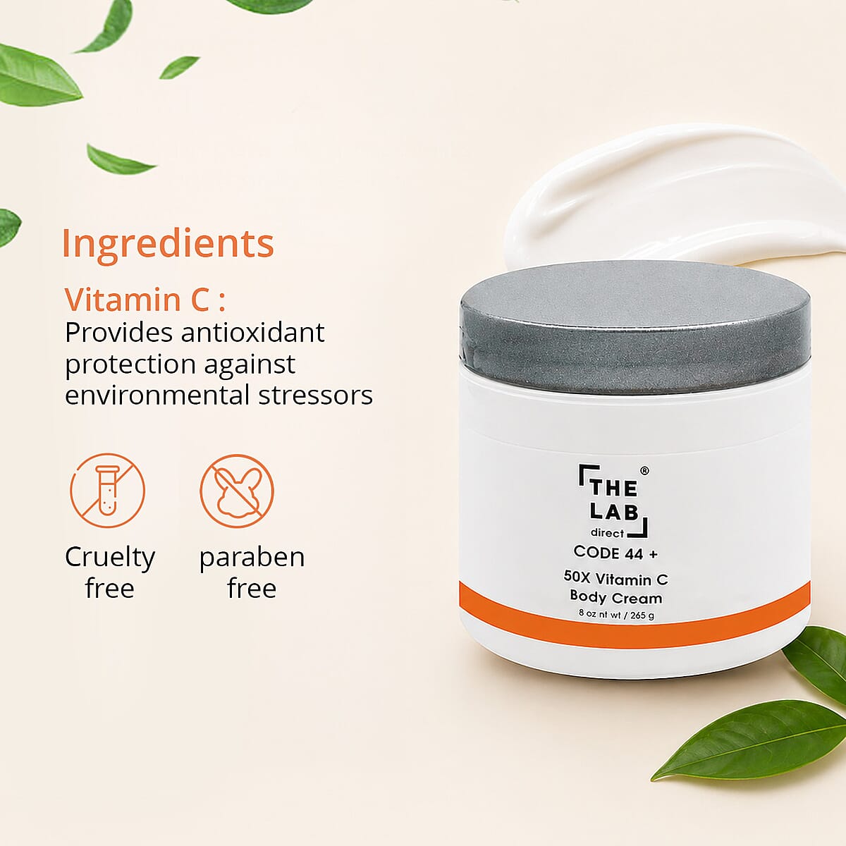 The Lab Direct Code 44 50x Vitamin C Body Cream (8oz) Made in US image number 4