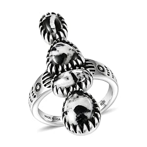 D'Joy Artisan Crafted Premium White Buffalo 5.60 ctw Ring in Sterling Silver (Size 10.0)