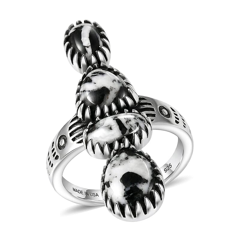 D'Joy Artisan Crafted Premium White Buffalo 5.60 ctw Ring in Sterling Silver (Size 10.0)