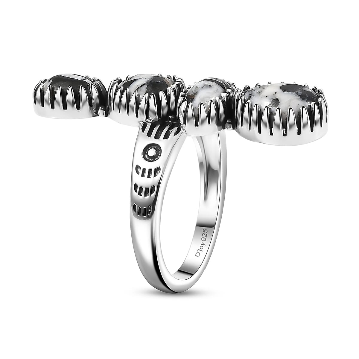 D'Joy Artisan Crafted Premium White Buffalo 5.60 ctw Ring in Sterling Silver (Size 10.0)