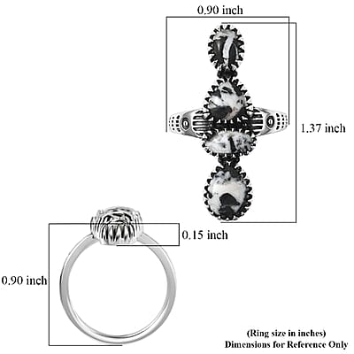 D'Joy Artisan Crafted Premium White Buffalo 5.60 ctw Ring in Sterling Silver (Size 10.0)