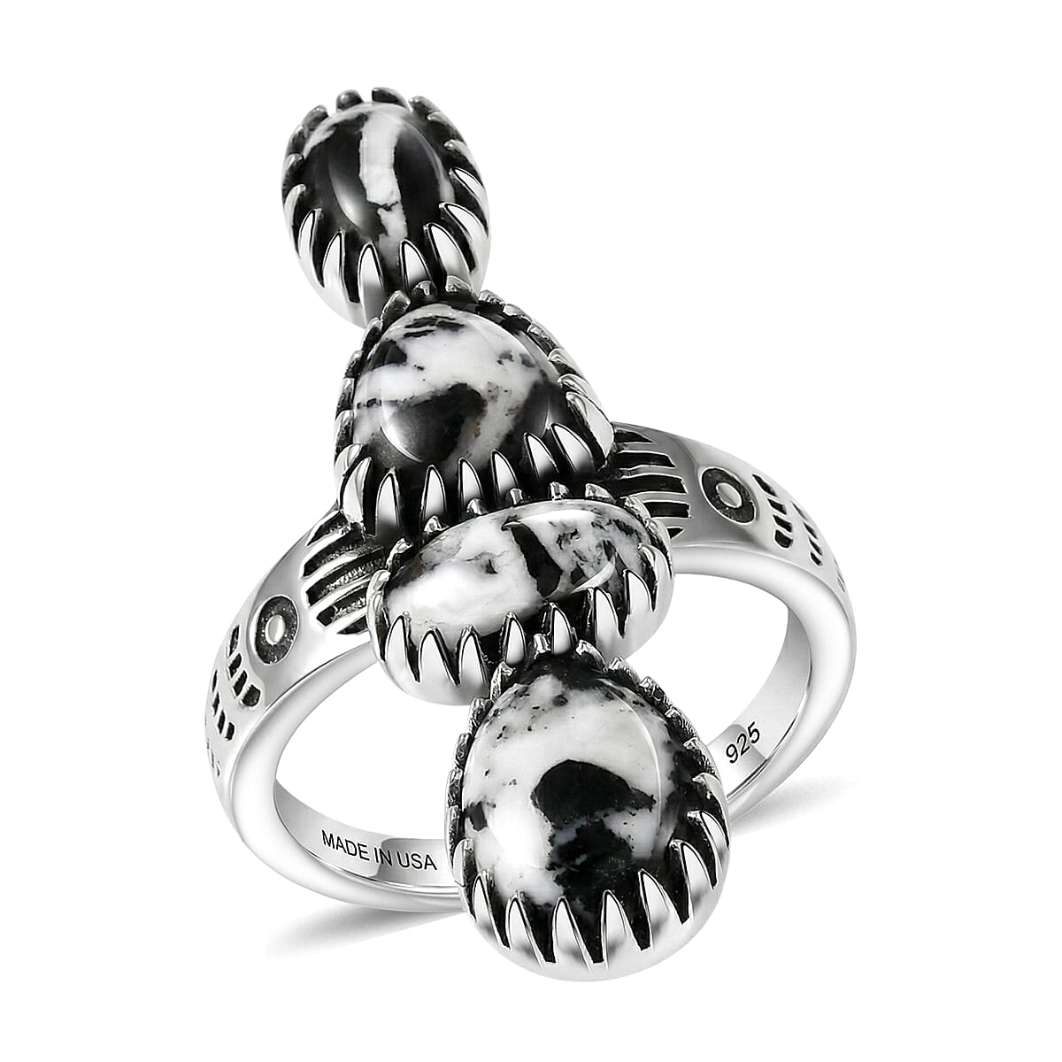 D'Joy Artisan Crafted Premium White Buffalo Ring in Sterling Silver (Size 10.0) 5.60 ctw