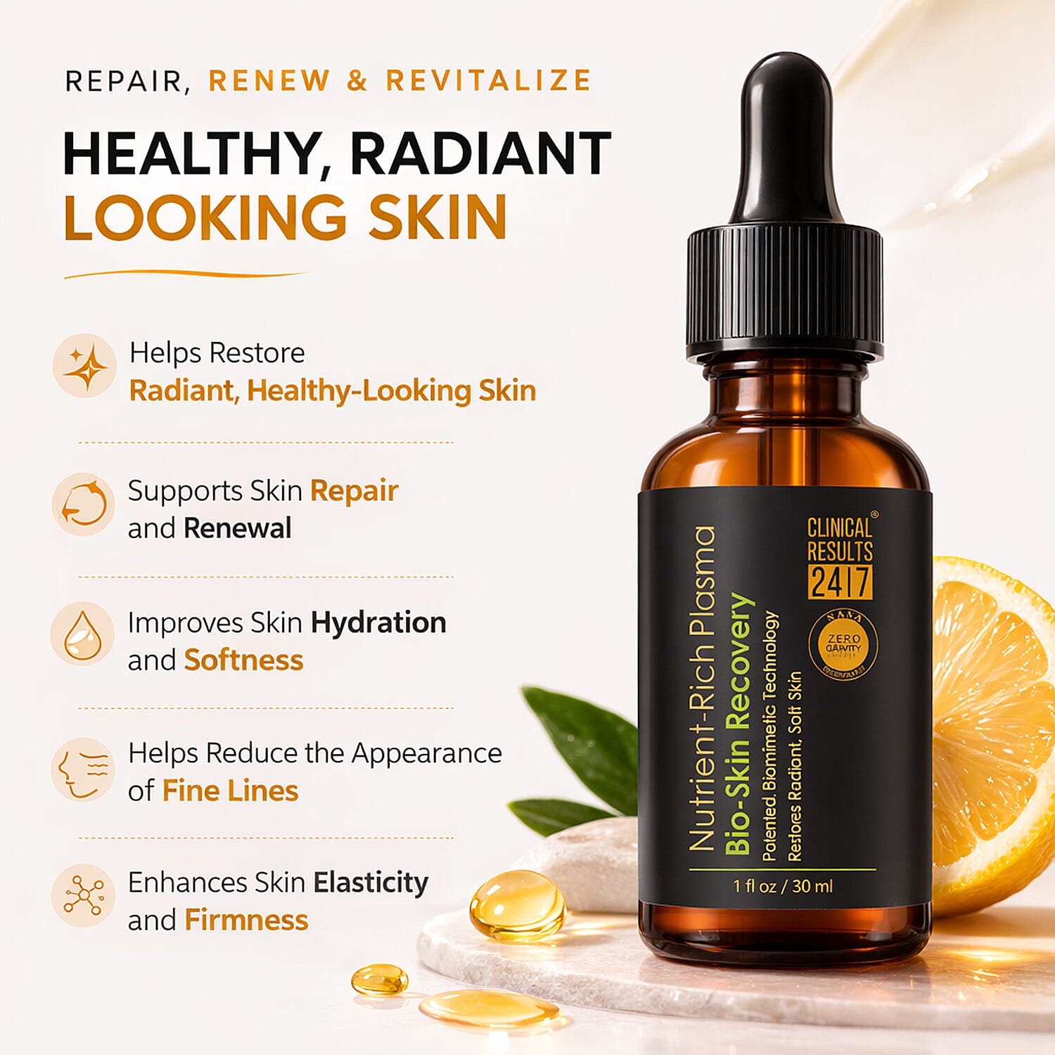 Clinical Results 24/7 Nutrient-Rich Plasma BioSkin Recovery 1oz (Ships in 3-5 Days)