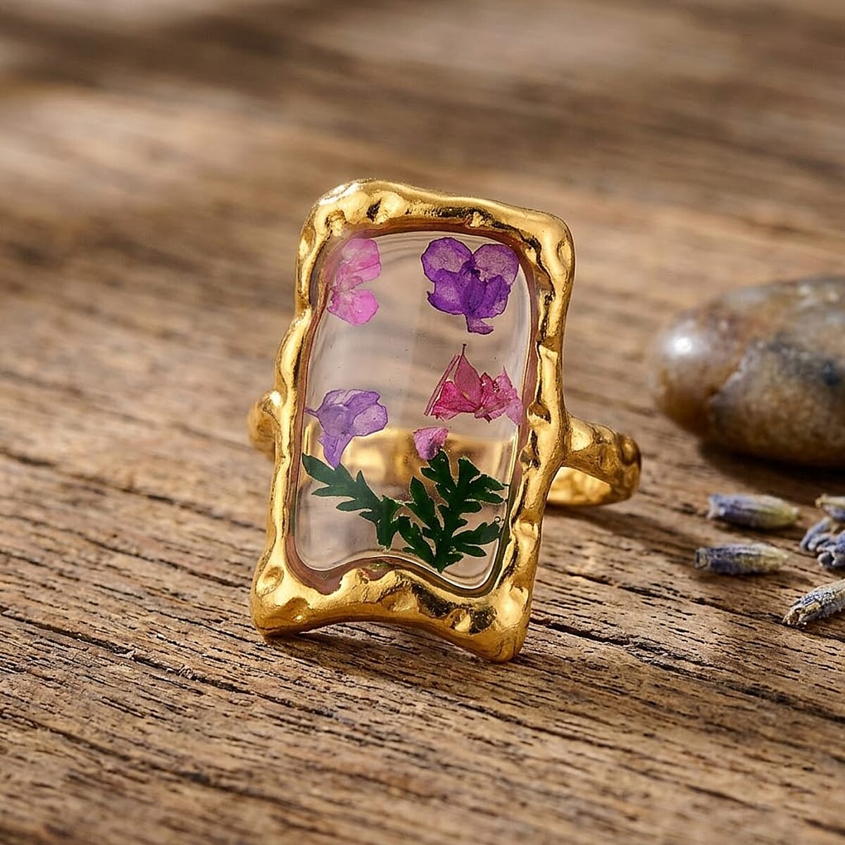 Resin Ring (Adjustable) in ION Plated YG Stainless Steel image number 1
