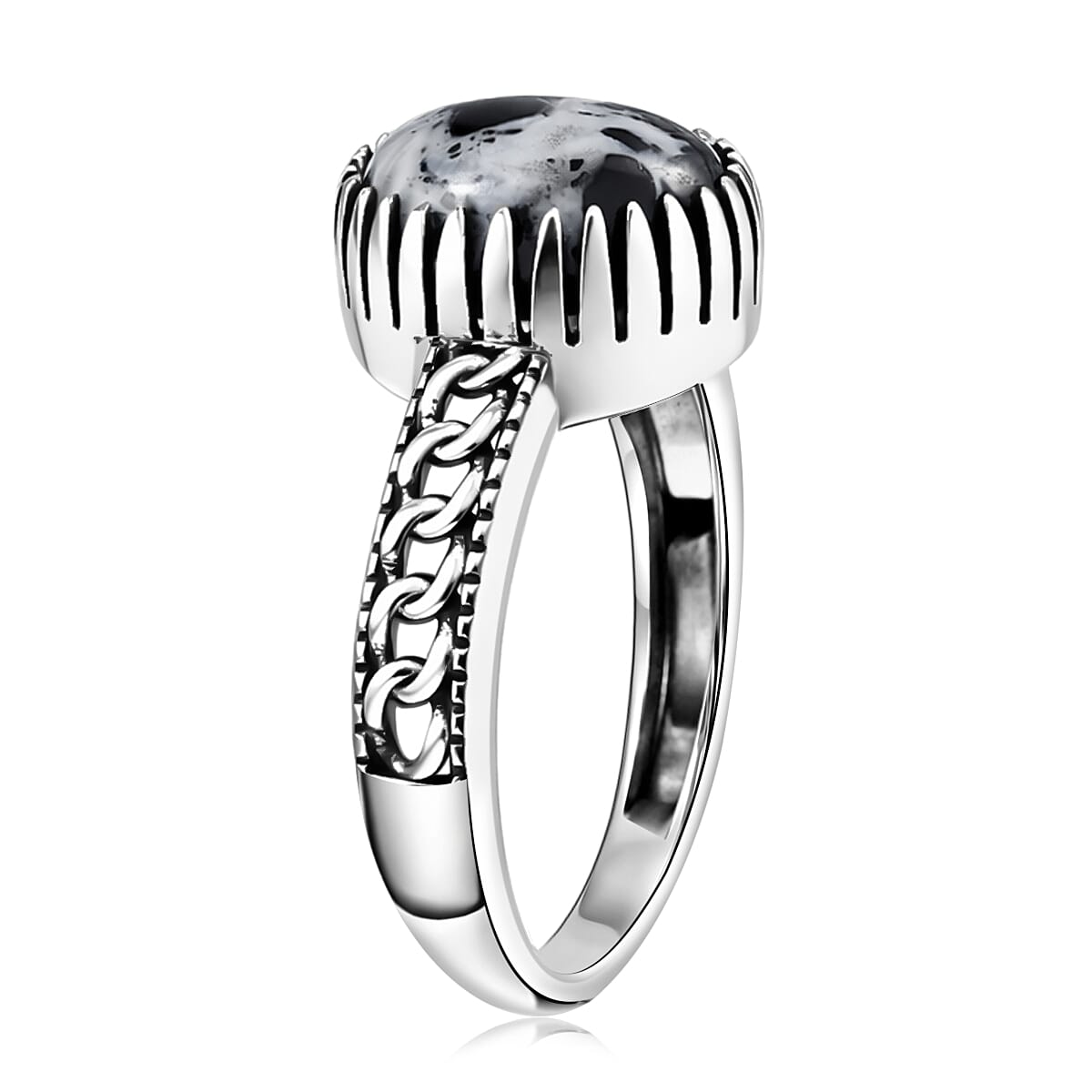 D'Joy Artisan Crafted Premium White Buffalo 2.80 ctw Ring in Sterling Silver (Size 10.0)