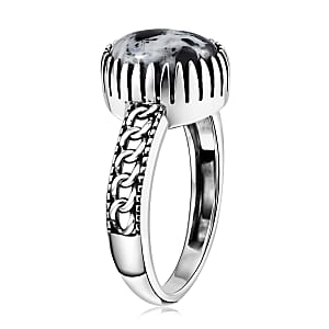 D'Joy Artisan Crafted Premium White Buffalo 2.80 ctw Ring in Sterling Silver (Size 10.0)