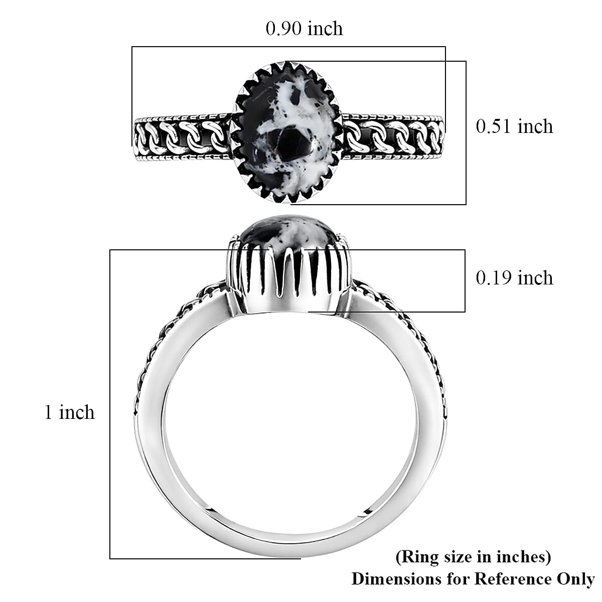 D'Joy Artisan Crafted Premium White Buffalo 2.80 ctw Ring in Sterling Silver (Size 10.0) image number 5