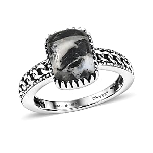 D'Joy Artisan Crafted White Buffalo 3.20 ctw Ring in Sterling Silver (Size 7.0)