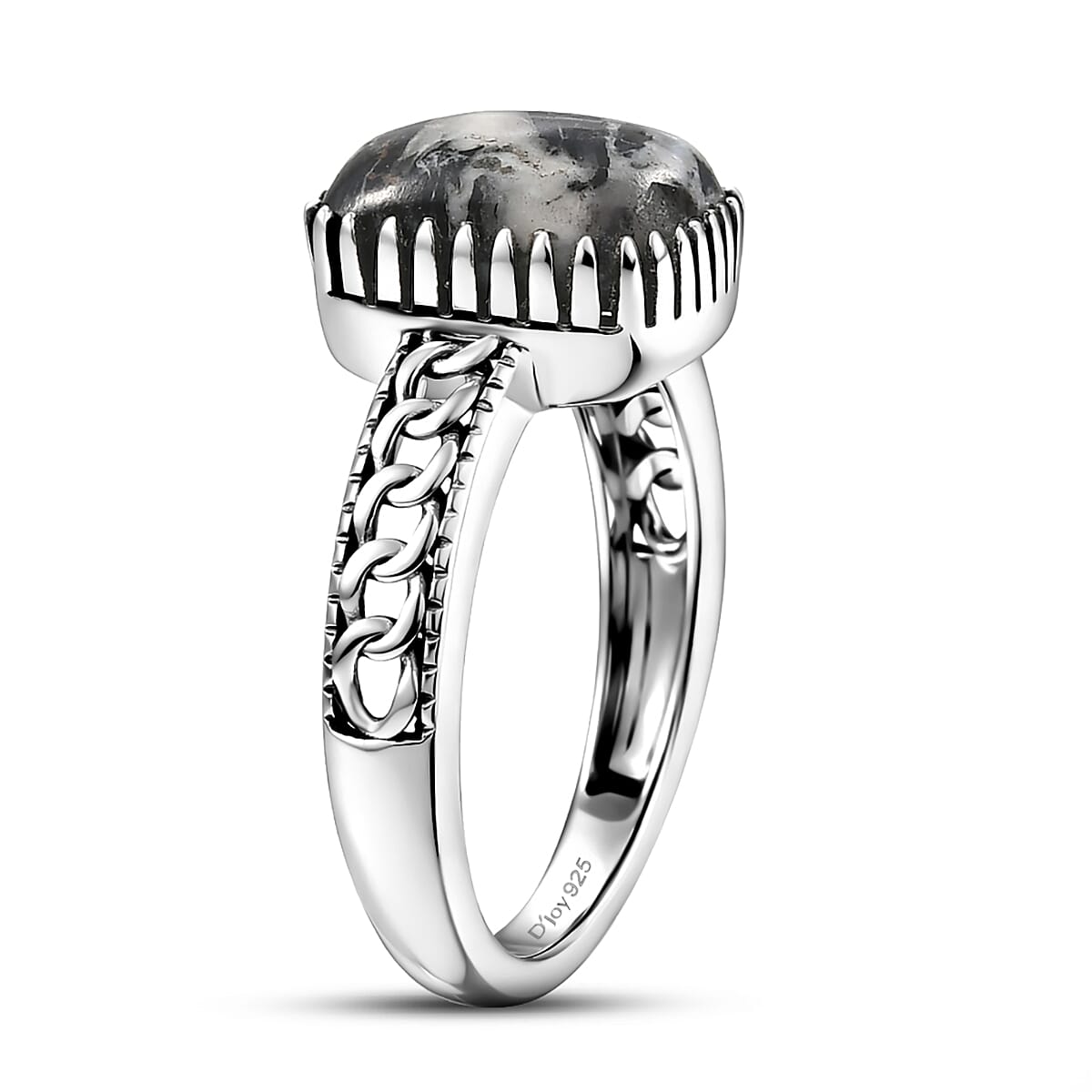 D'Joy Artisan Crafted Premium White Buffalo 3.50 ctw Ring in Sterling Silver (Size 7.0)