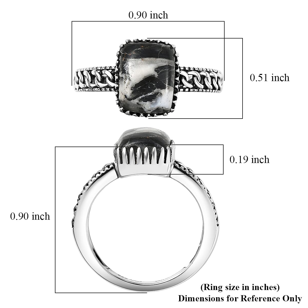 D'Joy Artisan Crafted Premium White Buffalo 3.50 ctw Ring in Sterling Silver (Size 7.0)