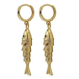 Simulated Green Diamond Fish Earrings in Goldtone