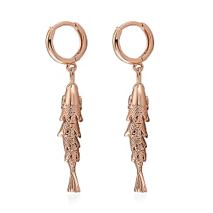 Simulated Pink Diamond Fish Earrings in Rosetone