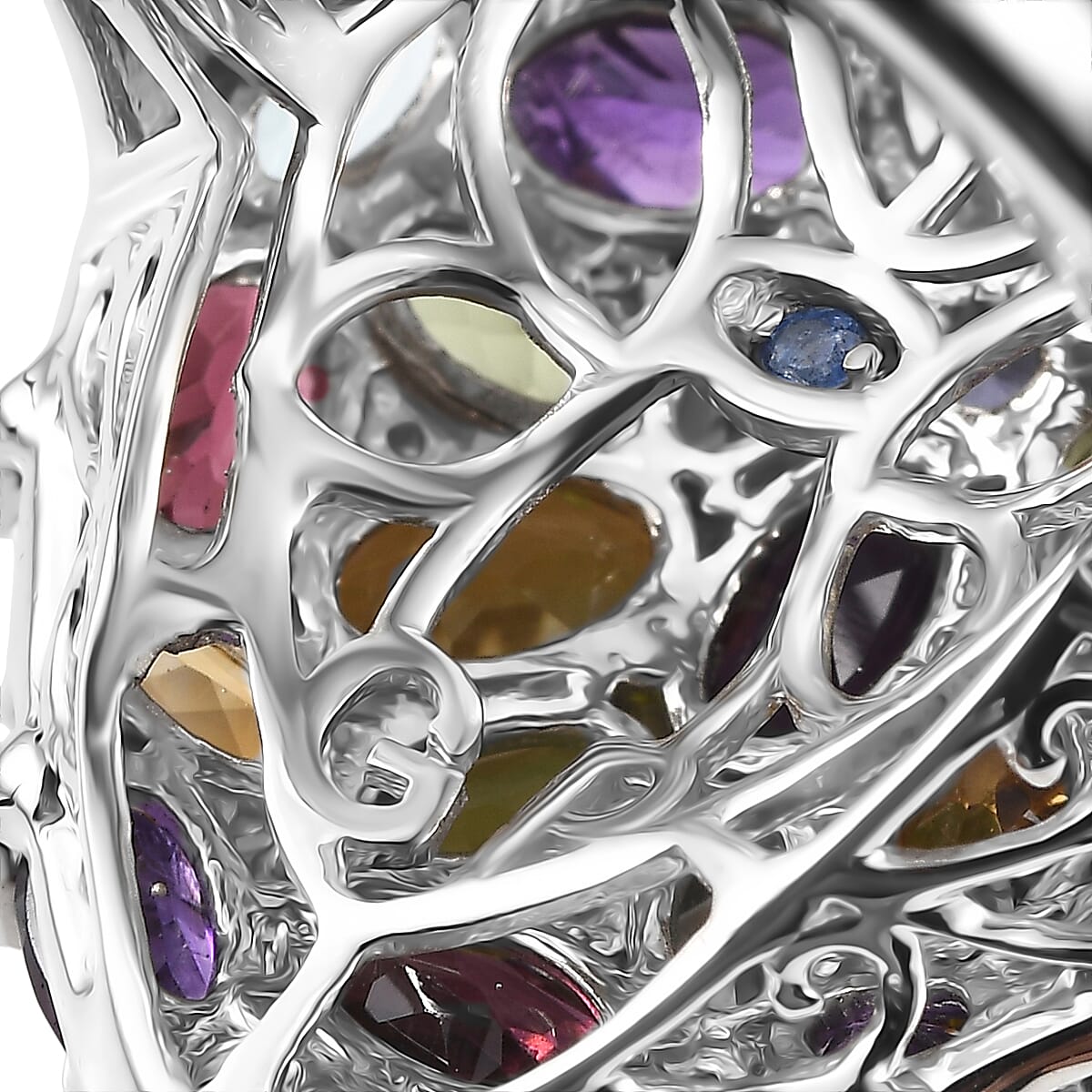 GP Special Amore Collection Premium Multi Gemstone 10.40 ctw Ring in Rhodium Over Sterling Silver (Size 10.0)