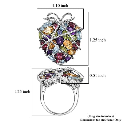GP Special Amore Collection Premium Multi Gemstone 10.40 ctw Ring in Rhodium Over Sterling Silver (Size 10.0)