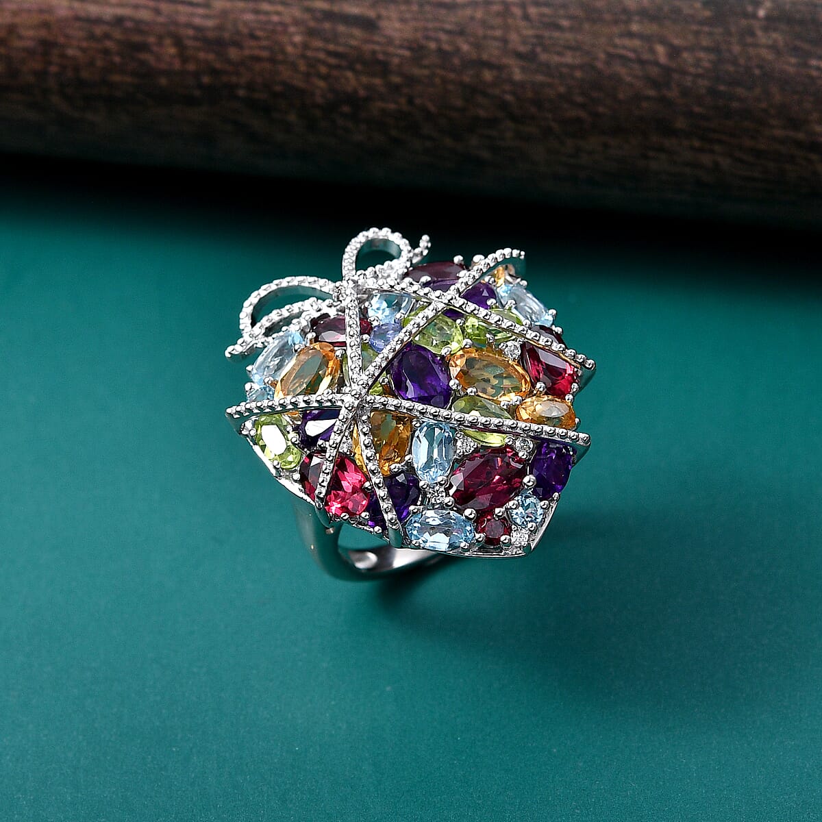 GP Special Amore Collection Premium Multi Gemstone 4.20 ctw Ring in Rhodium Over Sterling Silver (Size 9.0) (Del. in 8-10 Days) image number 1