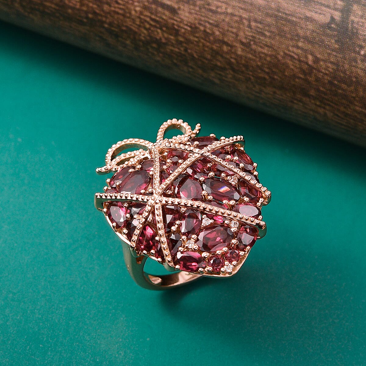 GP Special Amore Collection Premium Orissa Rhodolite Garnet and White Zircon 10.00 ctw Ring in 18K Vermeil Rose Gold Over Sterling Silver (Size 10.0) (Del. in 8-10 Days) image number 1