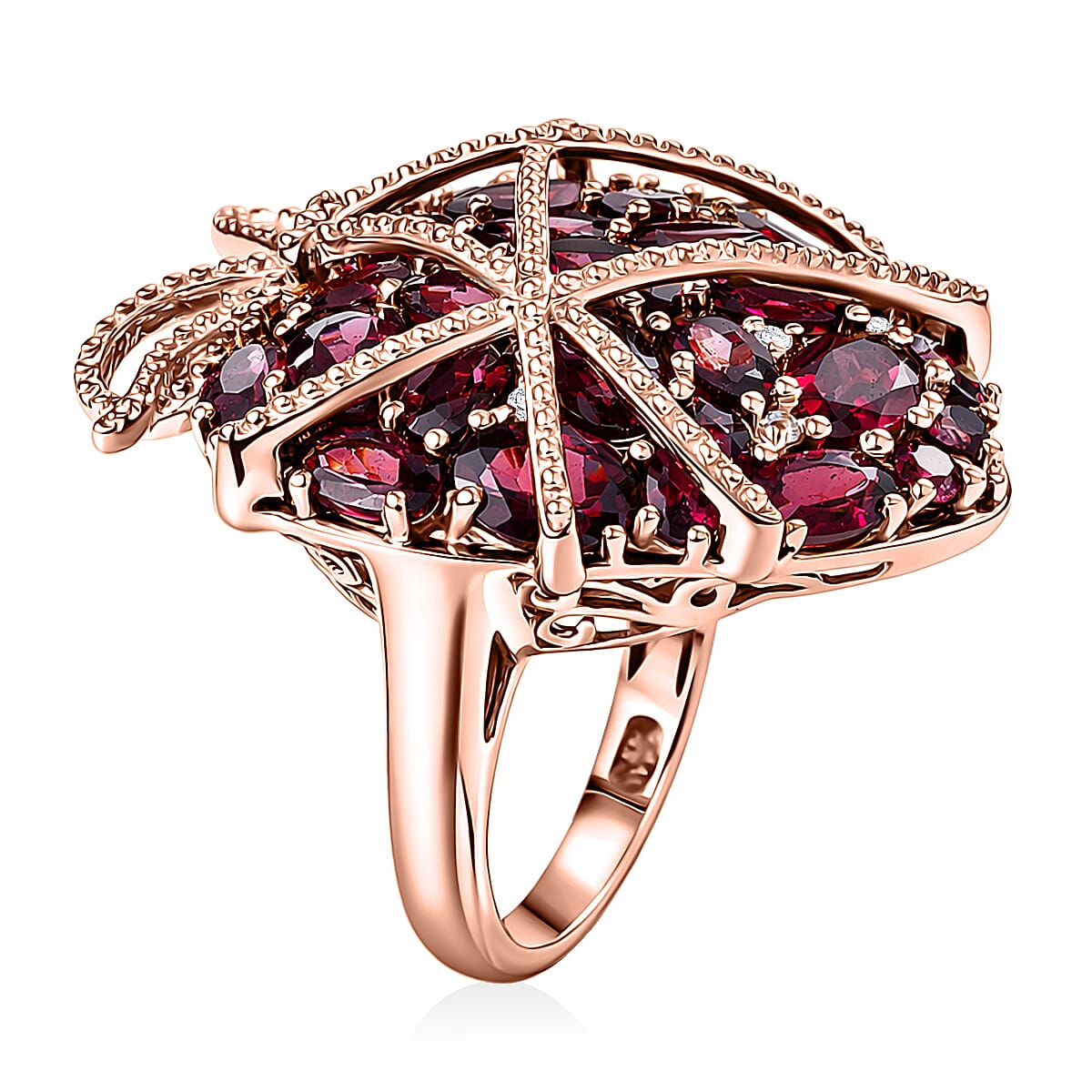 GP Special Amore Collection Premium Orissa Rhodolite Garnet and White Zircon 10.00 ctw Ring in 18K Vermeil Rose Gold Over Sterling Silver (Size 6.0) (Del. in 8-10 Days) image number 4