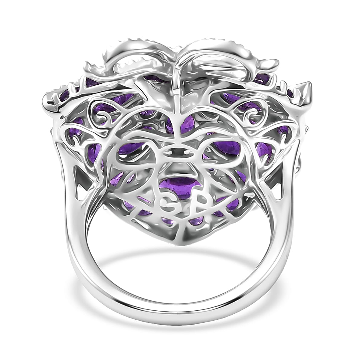GP Special Amore Collection Premium African Amethyst and White Zircon 5.85 ctw Ring in Rhodium Over Sterling Silver (Size 10.0) (Del. in 8-10 Days) image number 5