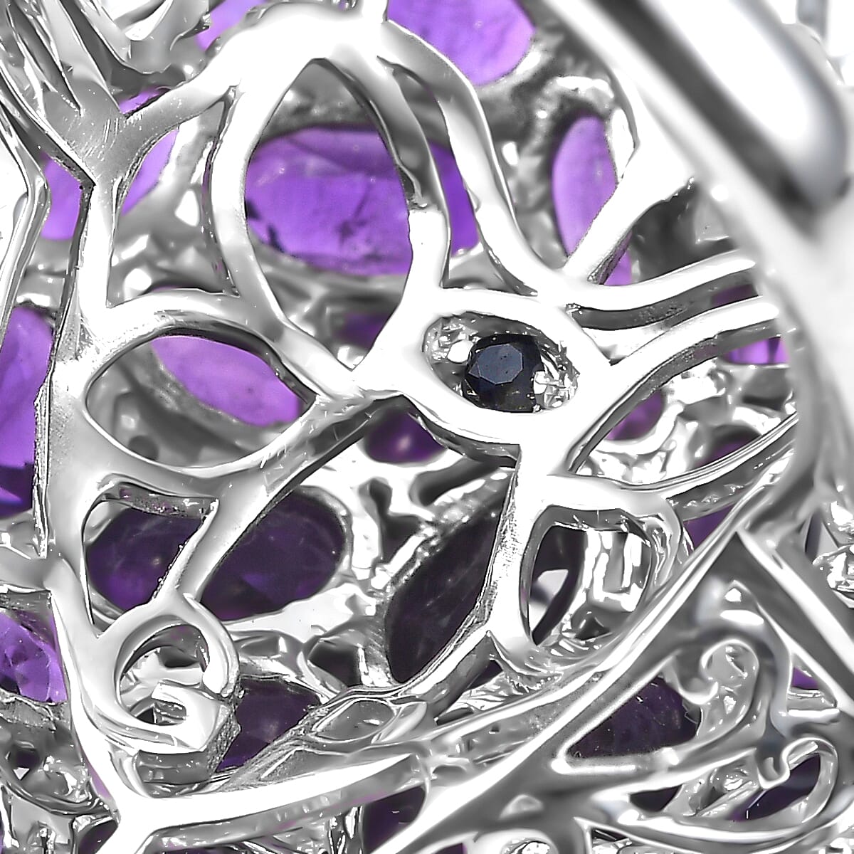 GP Special Amore Collection Premium African Amethyst and White Zircon 5.85 ctw Ring in Rhodium Over Sterling Silver (Size 6.0) (Del. in 8-10 Days) image number 6