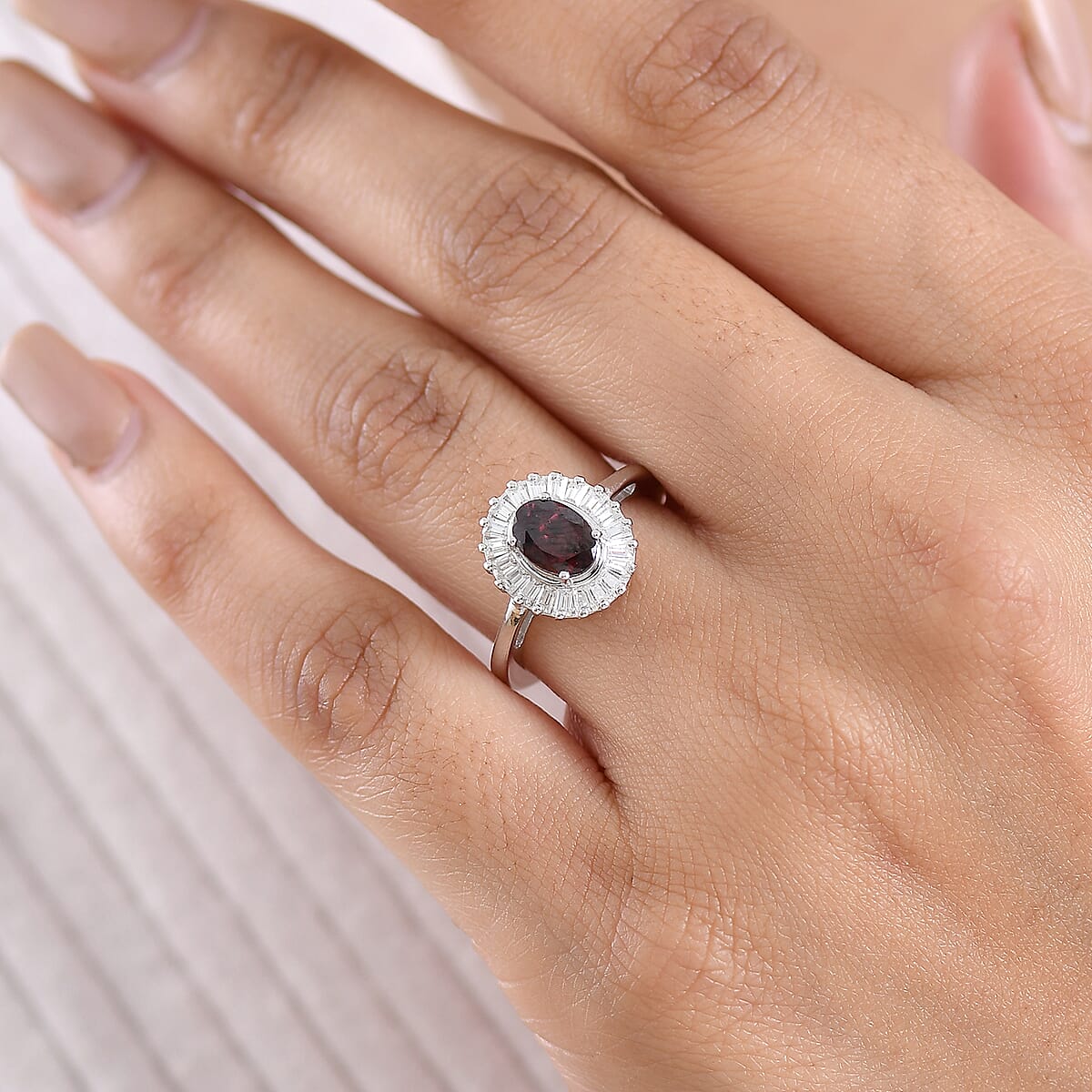 D'Joy Premium Red Zircon and Moissanite 1.80 ctw Ring in Rhodium Over Sterling Silver (Size 5.0) image number 2