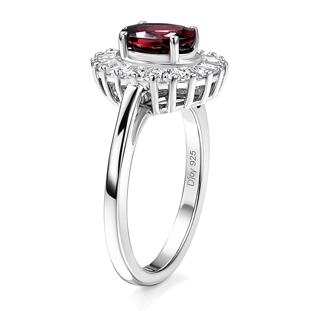 D'Joy Premium Red Zircon and Moissanite 1.80 ctw Ring in Rhodium Over Sterling Silver (Size 5.0) image number 3